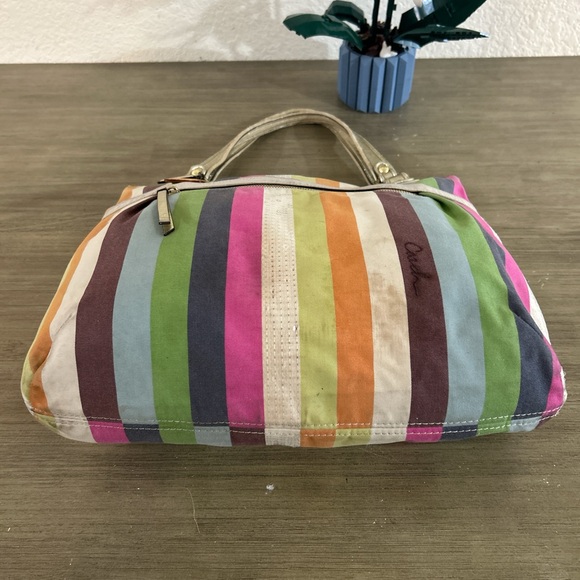 COACH 19021 POPPY LEGACY STRIPE GLAM TOTE Shoulder Bag Sequins Multicolor - Picture 6 of 8